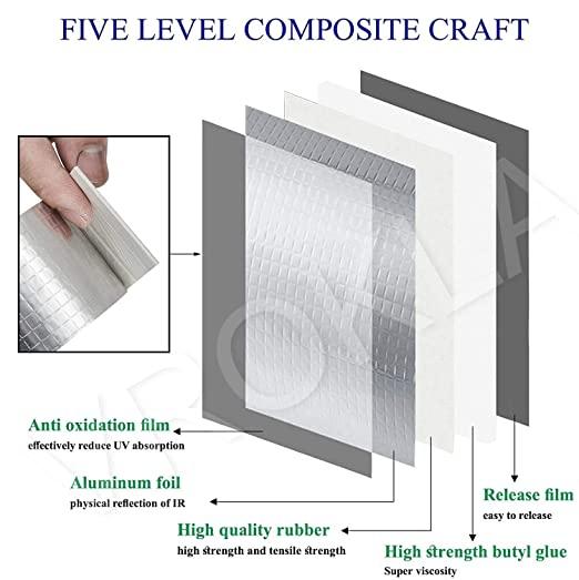 Leakage Repair Waterproof Tape for Pipe Roof Water Leakage Solution Aluminum Foil Adhesive Tape Sealing Butyl Rubber Tape for Surface Crack, Pipe Rupture (5cmx5m)