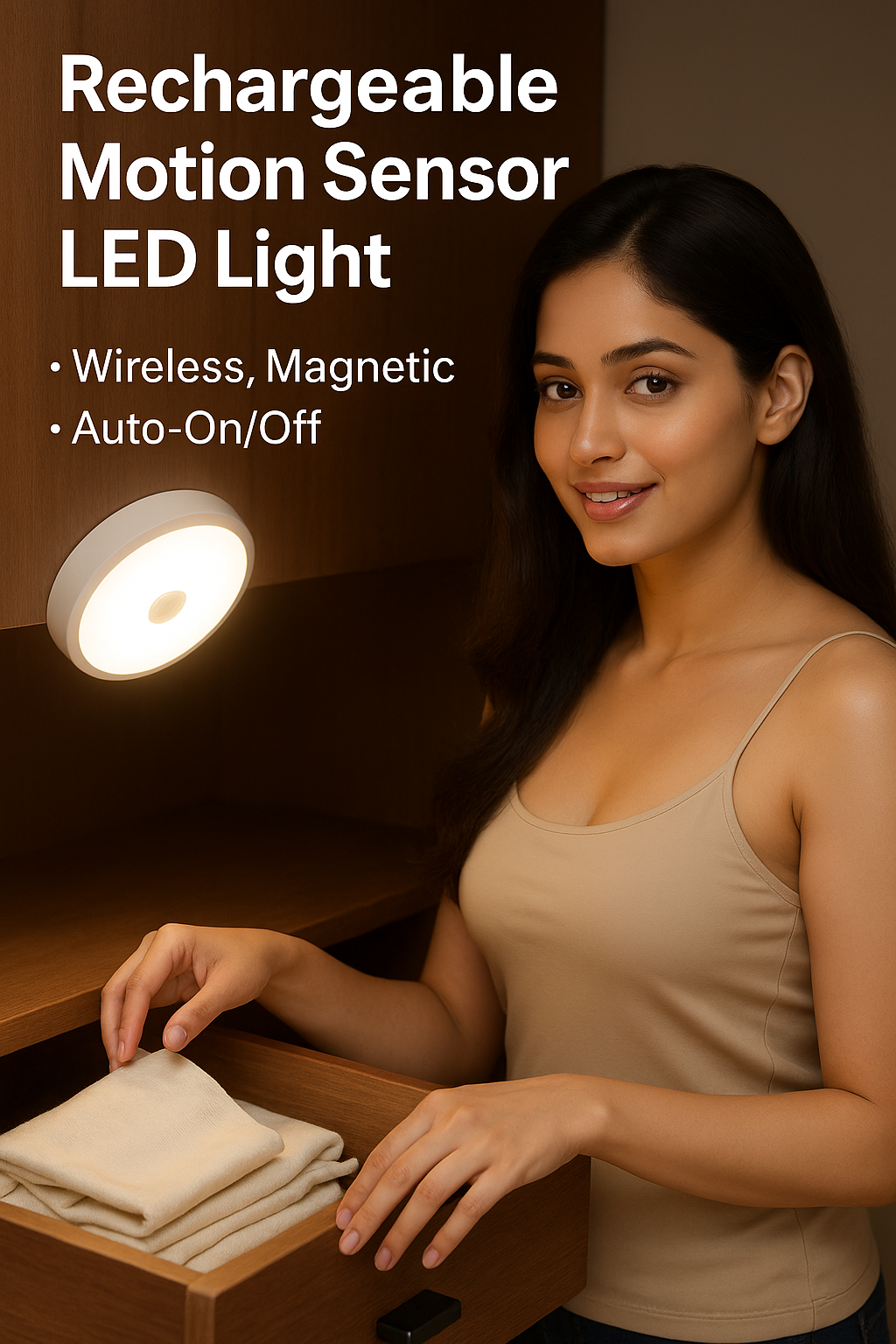 Rechargeable Motion Sensor LED Light – Wireless, Magnetic, Auto-On/Off